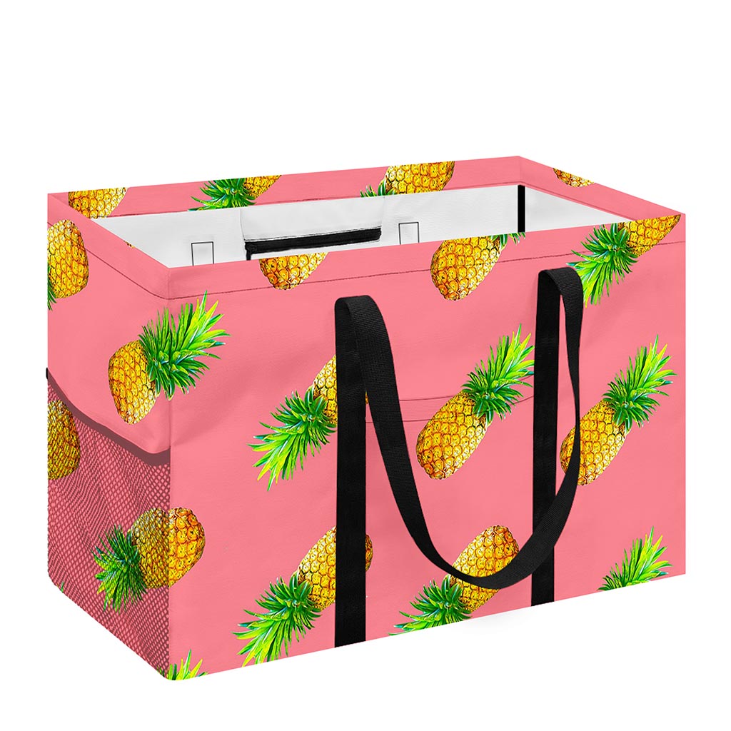 Pink Pineapple Pattern Print Utility Tote Bag