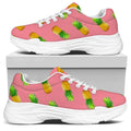 Pink Pineapple Pattern Print White Chunky Shoes