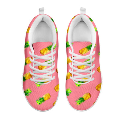 Pink Pineapple Pattern Print White Running Shoes