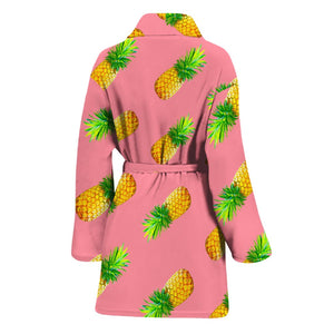 Pink Pineapple Pattern Print Women's Bathrobe