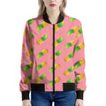 Pink Pineapple Pattern Print Women's Bomber Jacket