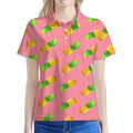 Pink Pineapple Pattern Print Women's Polo Shirt