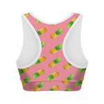 Pink Pineapple Pattern Print Women's Sports Bra