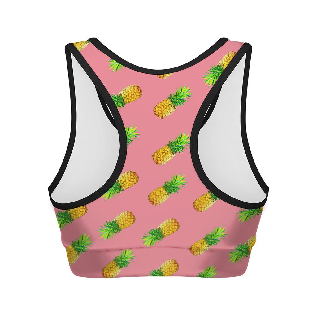 Pink Pineapple Pattern Print Women's Sports Bra