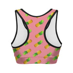 Pink Pineapple Pattern Print Women's Sports Bra