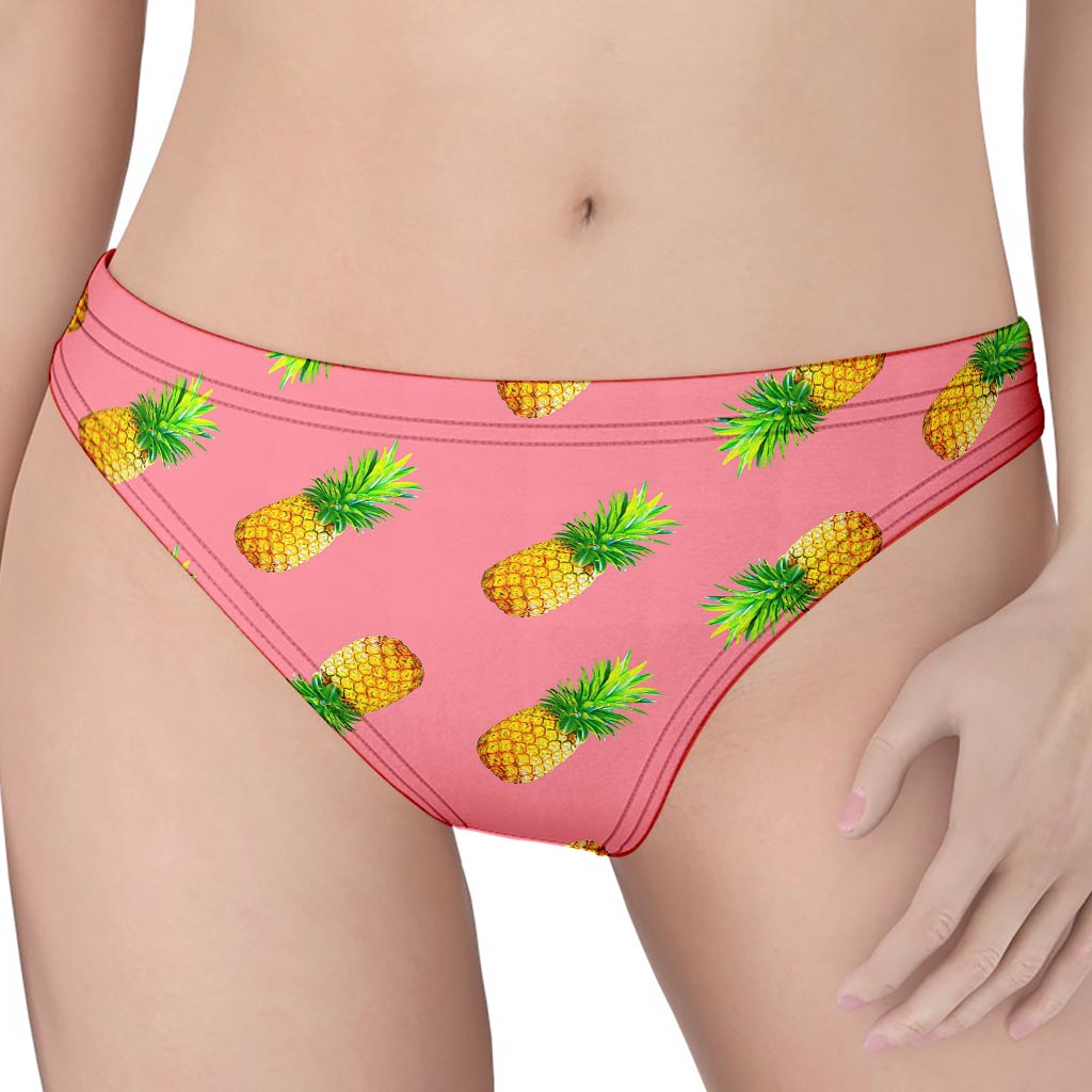 Pink Pineapple Pattern Print Women's Thong