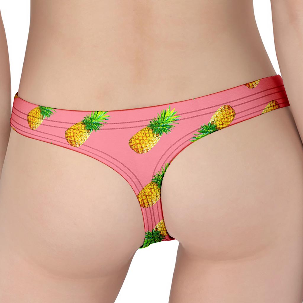 Pink Pineapple Pattern Print Women's Thong