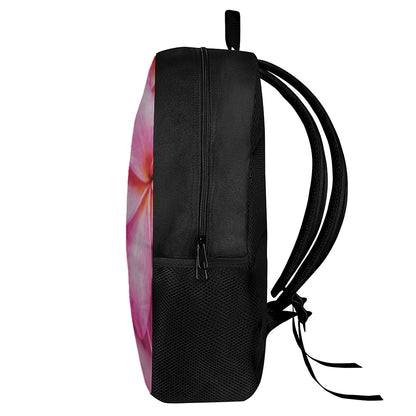 Pink Plumeria Flower Print 17 Inch Backpack
