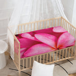 Pink Plumeria Flower Print Baby Crib Sheet
