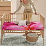 Pink Plumeria Flower Print Baby Crib Sheet