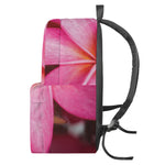 Pink Plumeria Flower Print Backpack