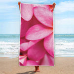 Pink Plumeria Flower Print Beach Towel