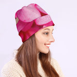Pink Plumeria Flower Print Beanie