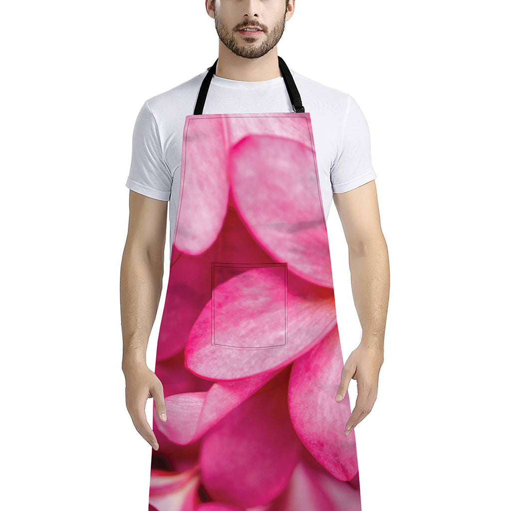 Pink Plumeria Flower Print Bib Apron With Pocket