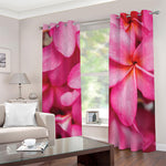 Pink Plumeria Flower Print Blackout Grommet Curtains
