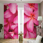Pink Plumeria Flower Print Blackout Pencil Pleat Curtains