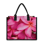Pink Plumeria Flower Print Canvas Tote Bag