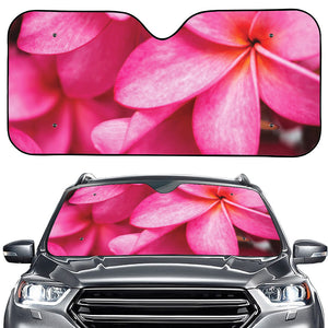 Pink Plumeria Flower Print Car Windshield Sun Shade