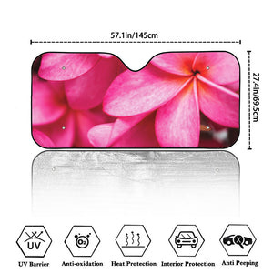 Pink Plumeria Flower Print Car Windshield Sun Shade