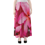 Pink Plumeria Flower Print Chiffon Maxi Skirt