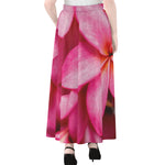 Pink Plumeria Flower Print Chiffon Maxi Skirt