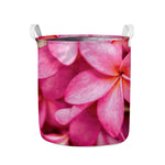 Pink Plumeria Flower Print Collapsible Laundry Basket