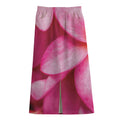 Pink Plumeria Flower Print Cotton Front Slit Maxi Skirt