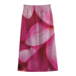 Pink Plumeria Flower Print Cotton Front Slit Maxi Skirt