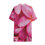 Pink Plumeria Flower Print Cotton Hawaiian Shirt