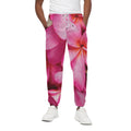 Pink Plumeria Flower Print Cotton Sweatpants