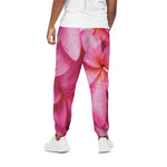 Pink Plumeria Flower Print Cotton Pants