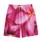 Pink Plumeria Flower Print Cotton Shorts