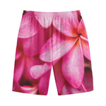 Pink Plumeria Flower Print Cotton Shorts