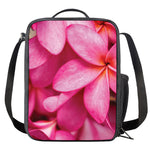 Pink Plumeria Flower Print Crossbody Lunch Bag