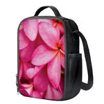 Pink Plumeria Flower Print Crossbody Lunch Bag