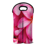 Pink Plumeria Flower Print Double Neoprene Wine Tote