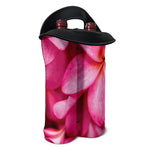 Pink Plumeria Flower Print Double Neoprene Wine Tote