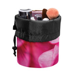 Pink Plumeria Flower Print Drawstring Makeup Bag