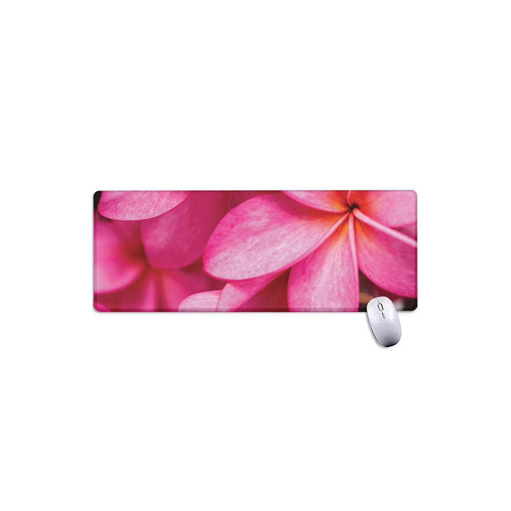Pink Plumeria Flower Print Extended Mouse Pad
