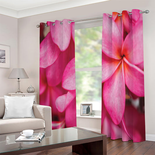 Pink Plumeria Flower Print Extra Wide Grommet Curtains
