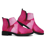 Pink Plumeria Flower Print Flat Ankle Boots