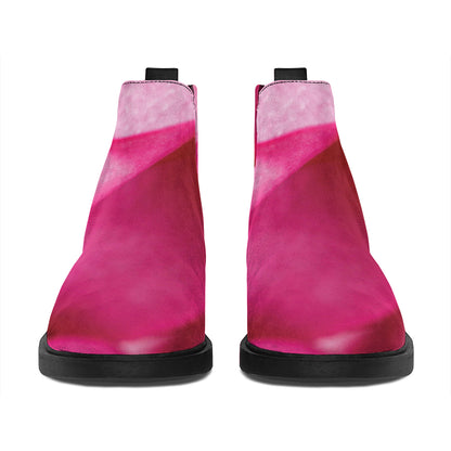 Pink Plumeria Flower Print Flat Ankle Boots