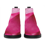 Pink Plumeria Flower Print Flat Ankle Boots