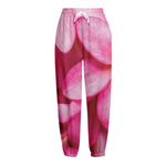 Pink Plumeria Flower Print Fleece Lined Knit Pants
