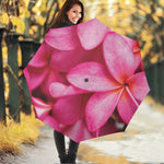 Pink Plumeria Flower Print Foldable Umbrella