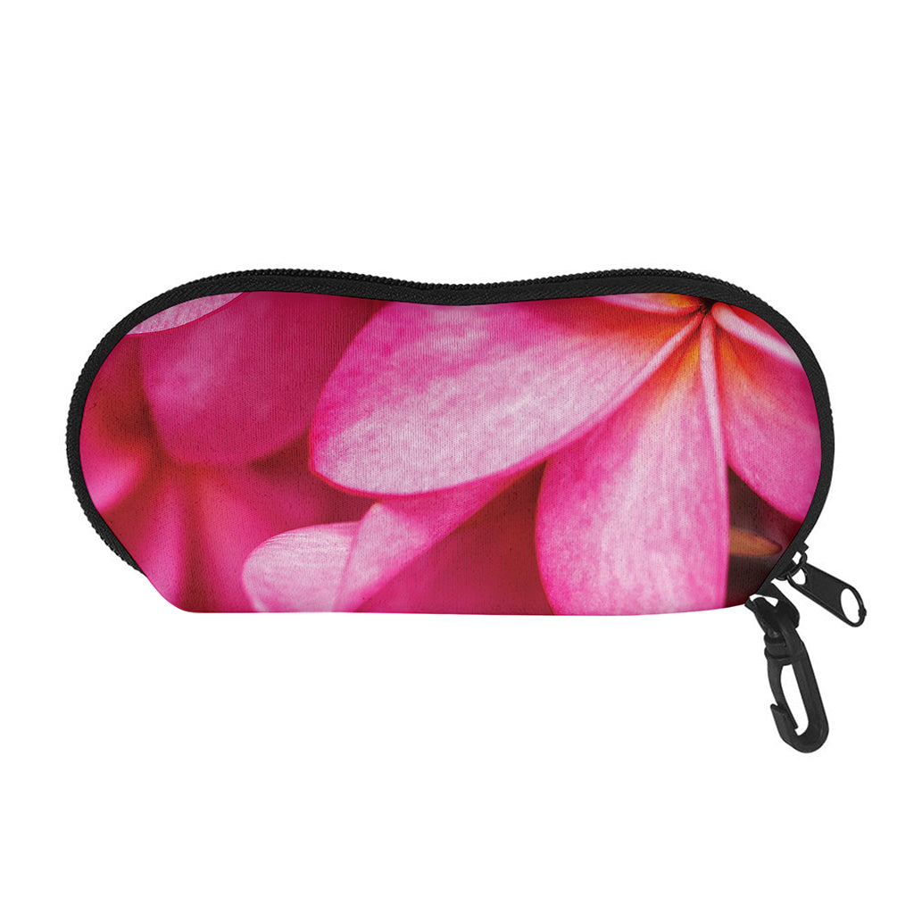 Pink Plumeria Flower Print Glasses Case