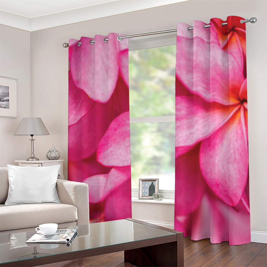 Pink Plumeria Flower Print Grommet Curtains