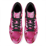 Pink Plumeria Flower Print High Top Leather Sneakers