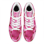 Pink Plumeria Flower Print High Top Leather Sneakers