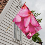 Pink Plumeria Flower Print House Flag